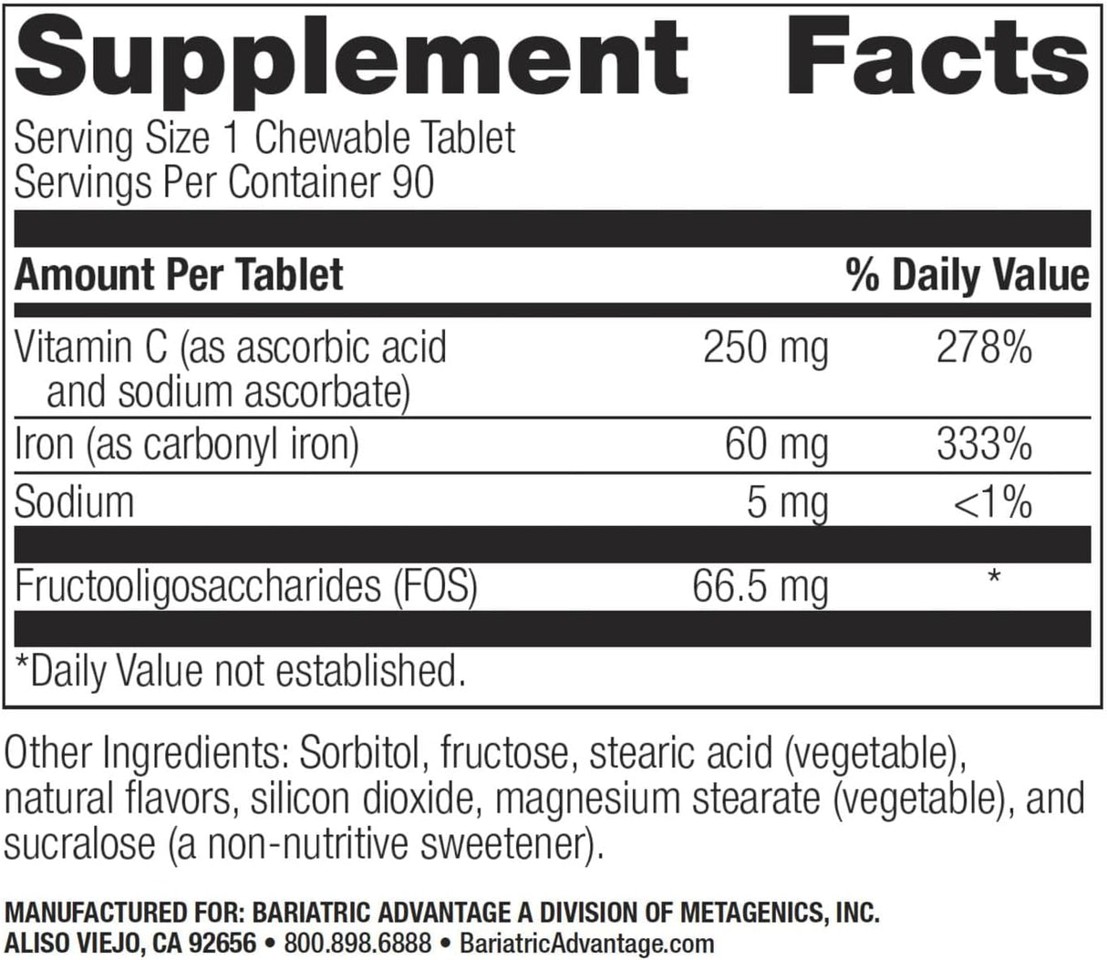 Iron - 60 mg (90 count) (Bariatric Advantage)