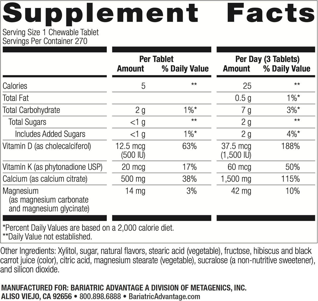 Calcium Citrate Lozenges - (270 count) (Bariatric Advantage)