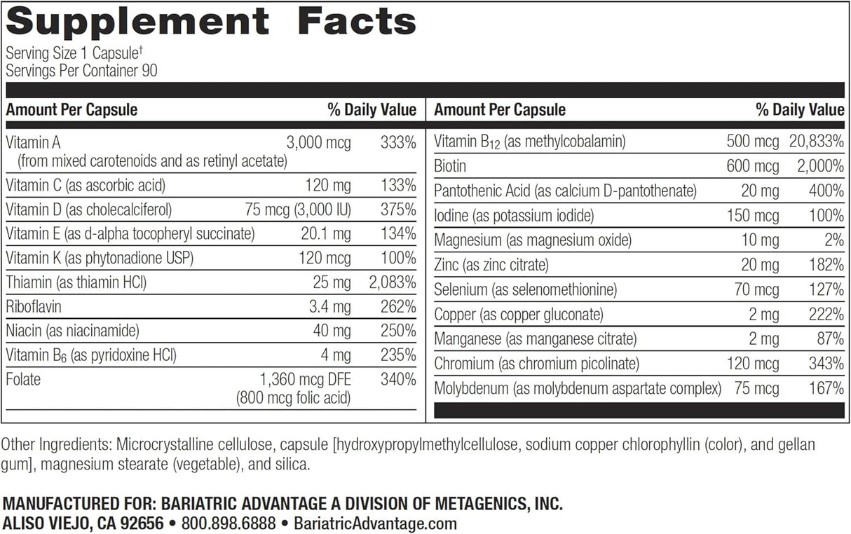 Multi- Ultra SOLO Capsule WITHOUT Iron (Bariatric Advantage)