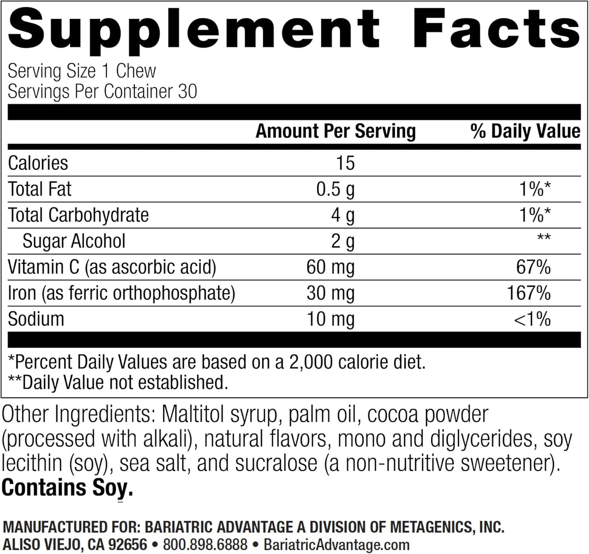 Iron Chewy Bites - 30 Mg (Bariatric Advantage)