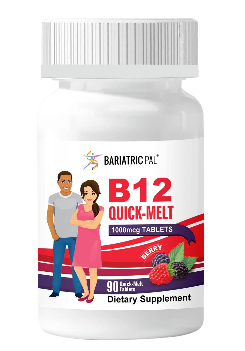 A bottle of Bariatric Pal B12 Quick Melt Tablets to help illustrate Best Vitamins to Take After Bariatric Surgery