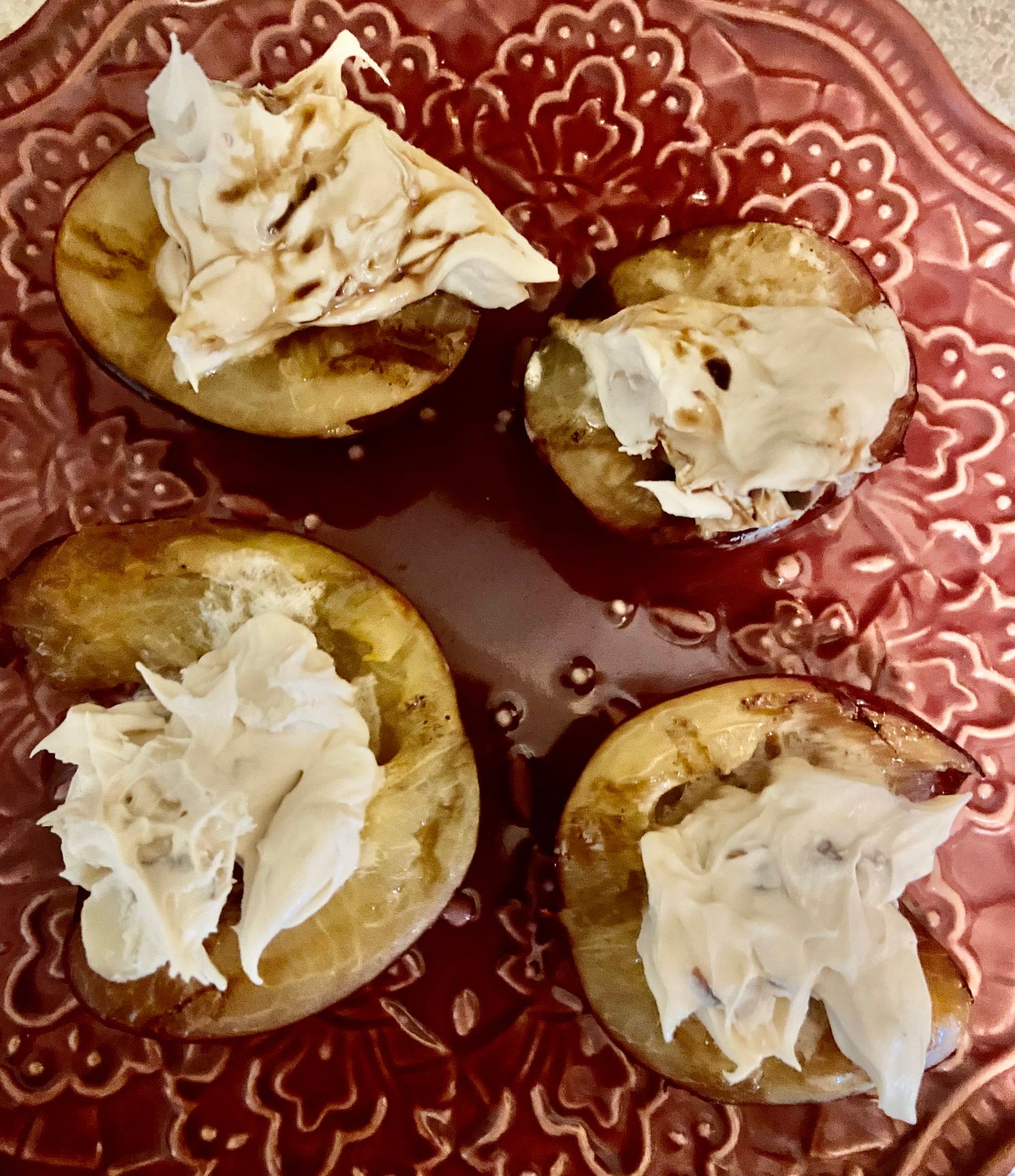 Grilled Plums w/Mascarpone Filling