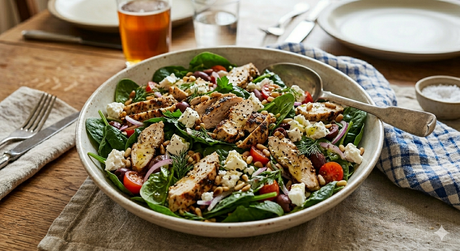 Spinach, Chicken, and Feta Salad