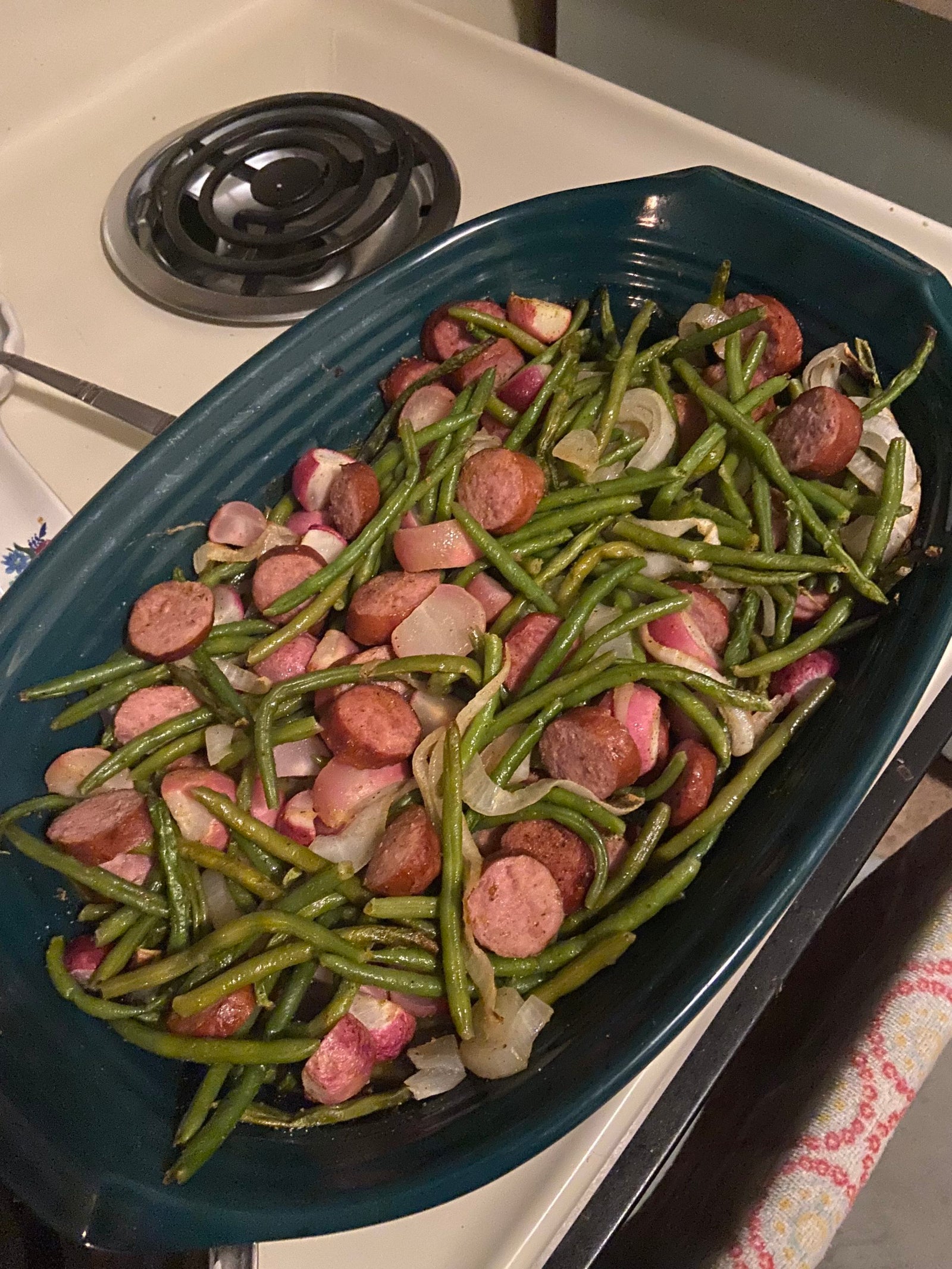 Turkey Smoked Sausage and Radish Casserole