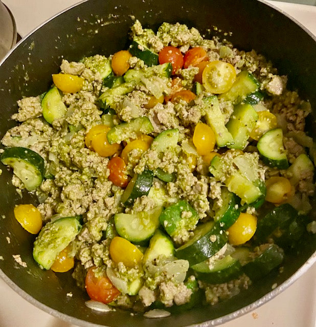 Pesto Turkey & Zucchini Skillet