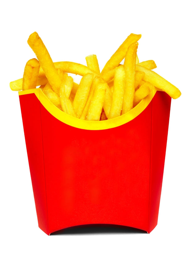 A red carton of french fries to help illustrate what is emotional eating.