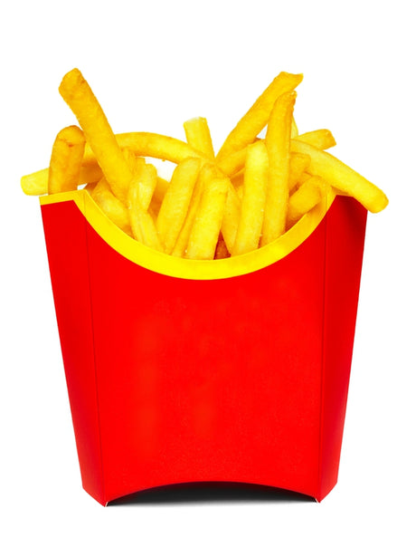 A red carton of french fries to help illustrate what is emotional eating.