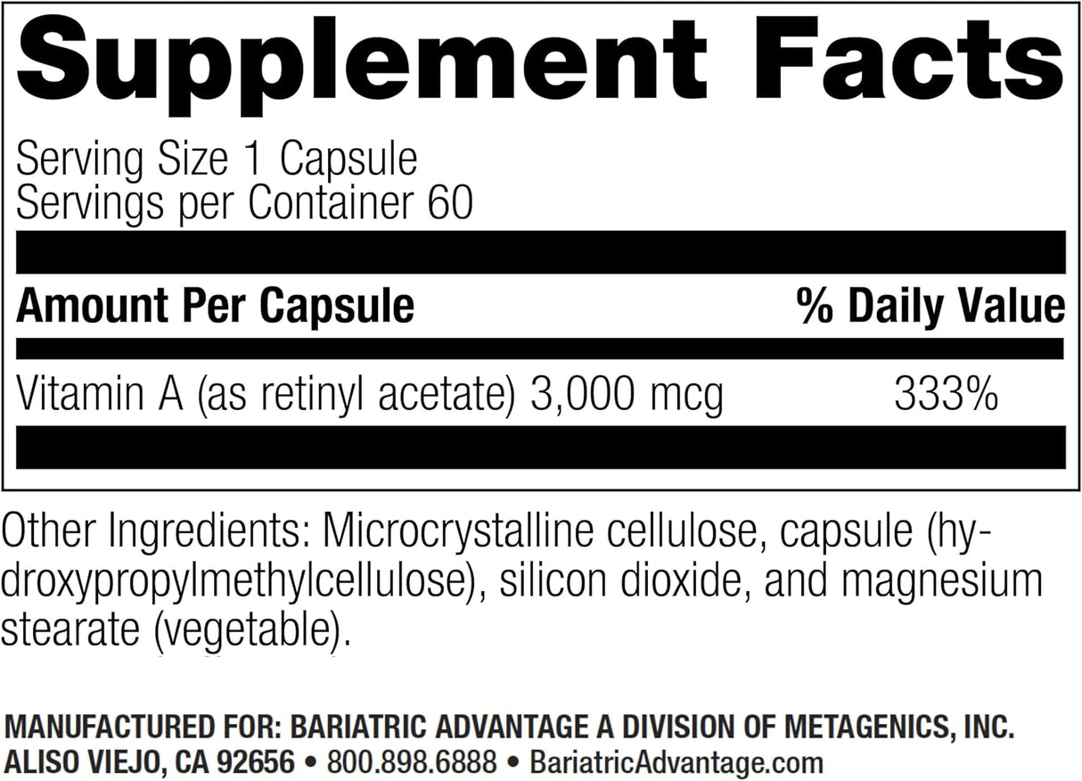 Vitamin A 3,000 mcg17 (Bariatric Advantage)